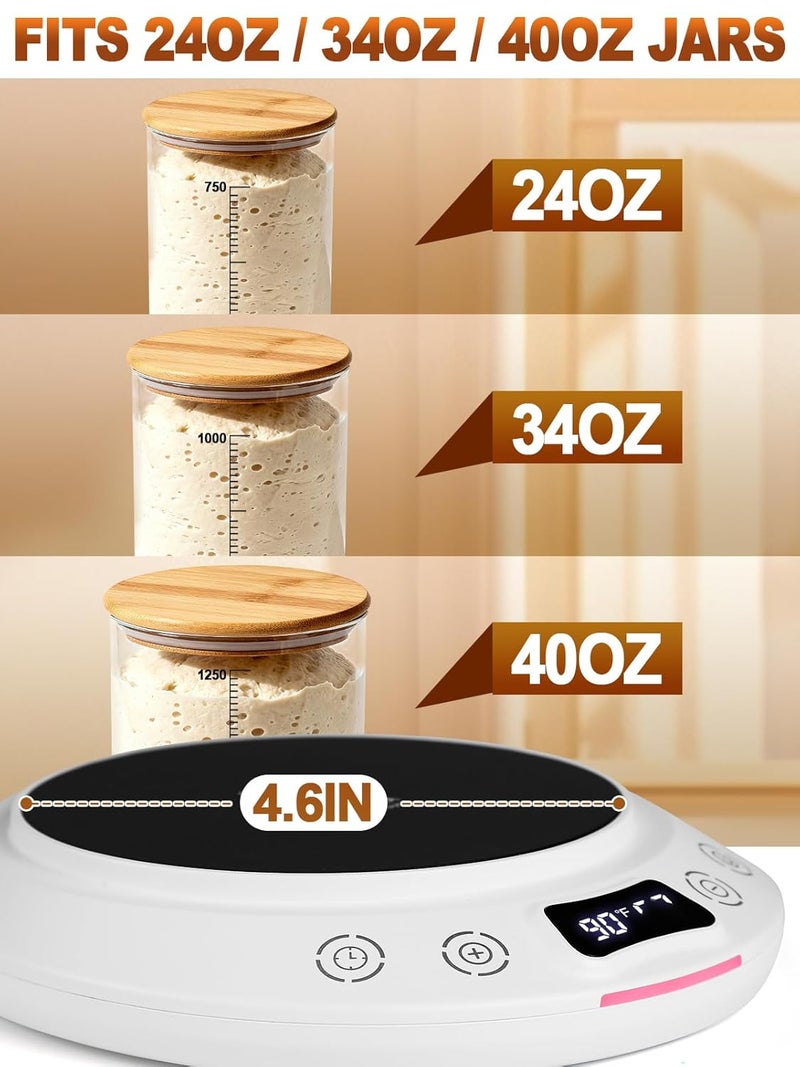ANPHSIN Sourdough Starter Warmer Kit - Precise 1°F Temperature (70~120°F Range) & 0~24H Timer Control Dough Heating Mat with 2 Thermometer Strips, Bread Baking Supplies Gifts, White - Image 5